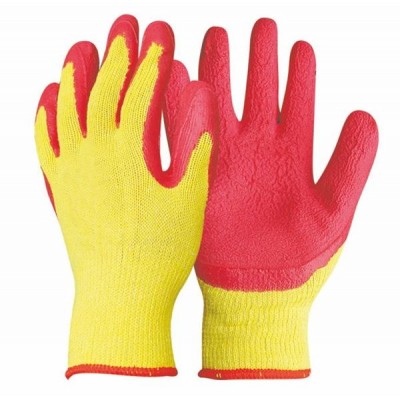 Cheap 10g TC linner cotton lined red latex coated work hand gloves for construction work