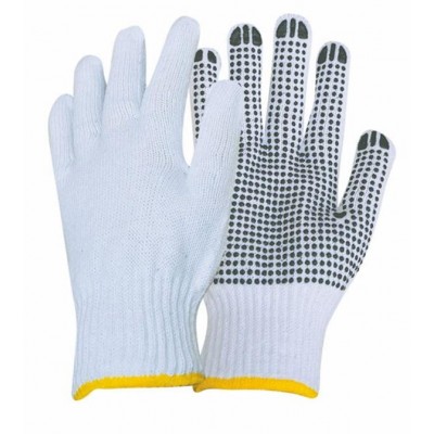 Cheap pvc dots cotton knitted working hand gloves