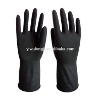 Black Outside And Orange Inside Industrial Chemical Resistant Rubber Latex Working Hand Gloves