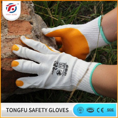 2016 new style palm rubber coated construction working cotton gloves