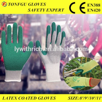 10g green latex coated rubber glove hand job