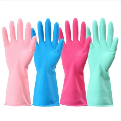 45g spray Flock lined Yellow Latex gloves for Household