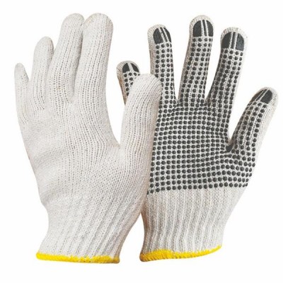 cheap 7 10 gauge white cotton knitted pvc dotted hand work glove