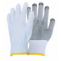 Chinese manufacture pvc dot bleached white cotton work gloves